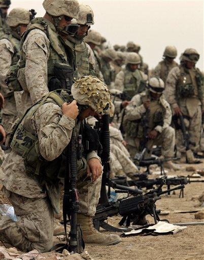 U.S. Marines praying